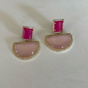 Semi circle pink Cat Eye earrings